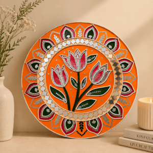 Kalasakhi Lotus Mirror Lipan Art Wall Decor