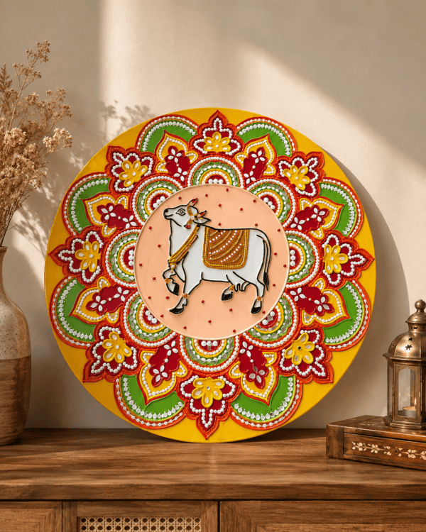 Kalasakhi Nandi Mirror Lipan Art Wall Decor