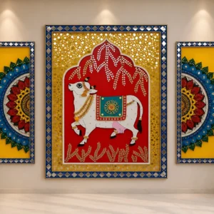 Cow & Mandala Lippan Art Wall Decor Set of 3