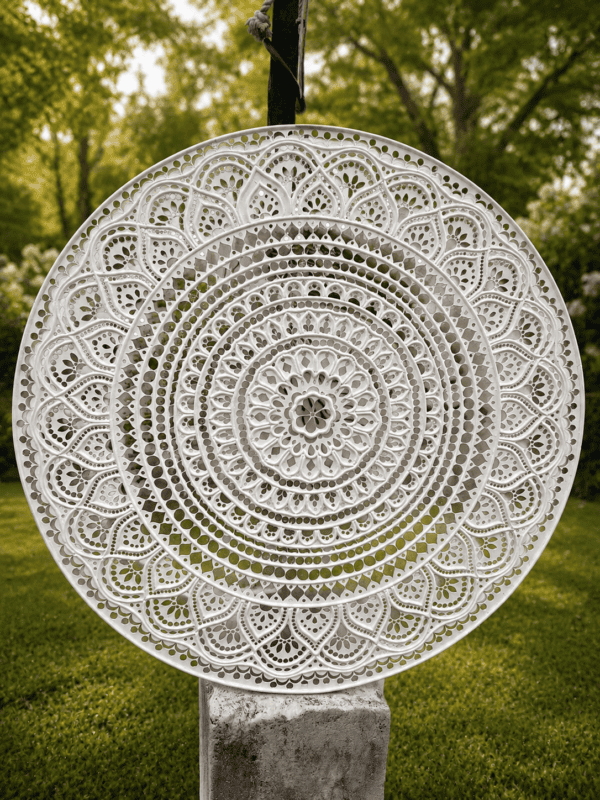 Handcrafted White Mandala Wall Plate