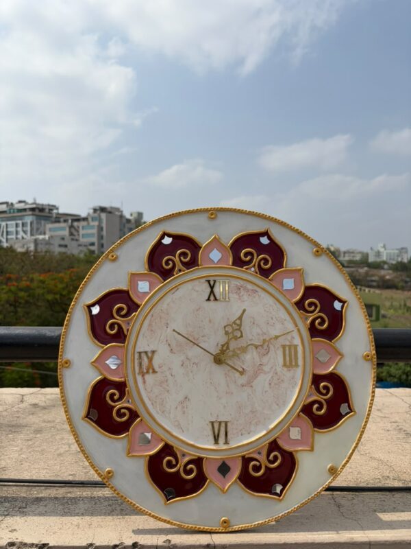 Handcrafted Floral Lipan Art Wall Clock