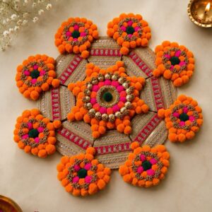 Handcrafted Mirror Work Decorative Floor Rangoli