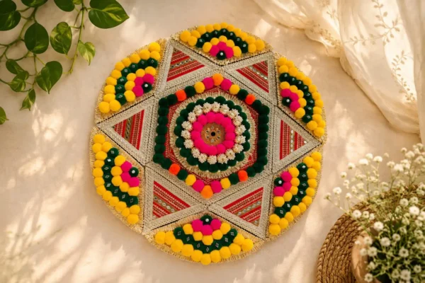 Handcrafted Hexagon Floral Rangoli